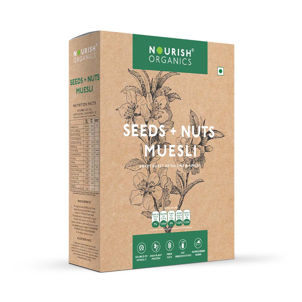 Nourish Organics Seeds and Nuts Muesli ( 300 gm (0.66 Lb)) | NUTRABAY™