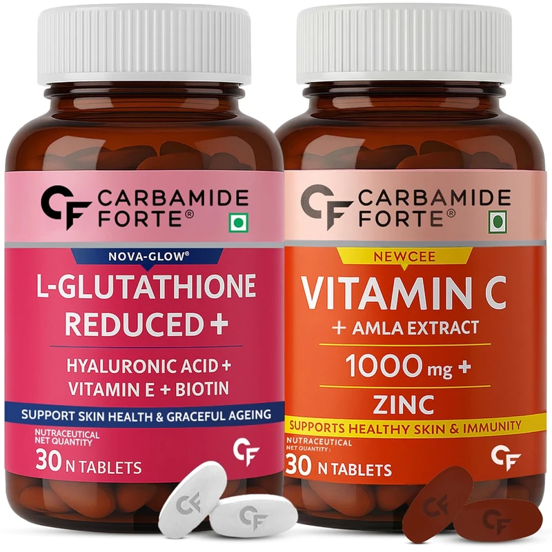 Carbamide Forte L-Glutathione Reduced+ (30 Tabs) + Vitamin C + Amla Extract  1000mg + Zinc (30 Tabs) | NUTRABAY