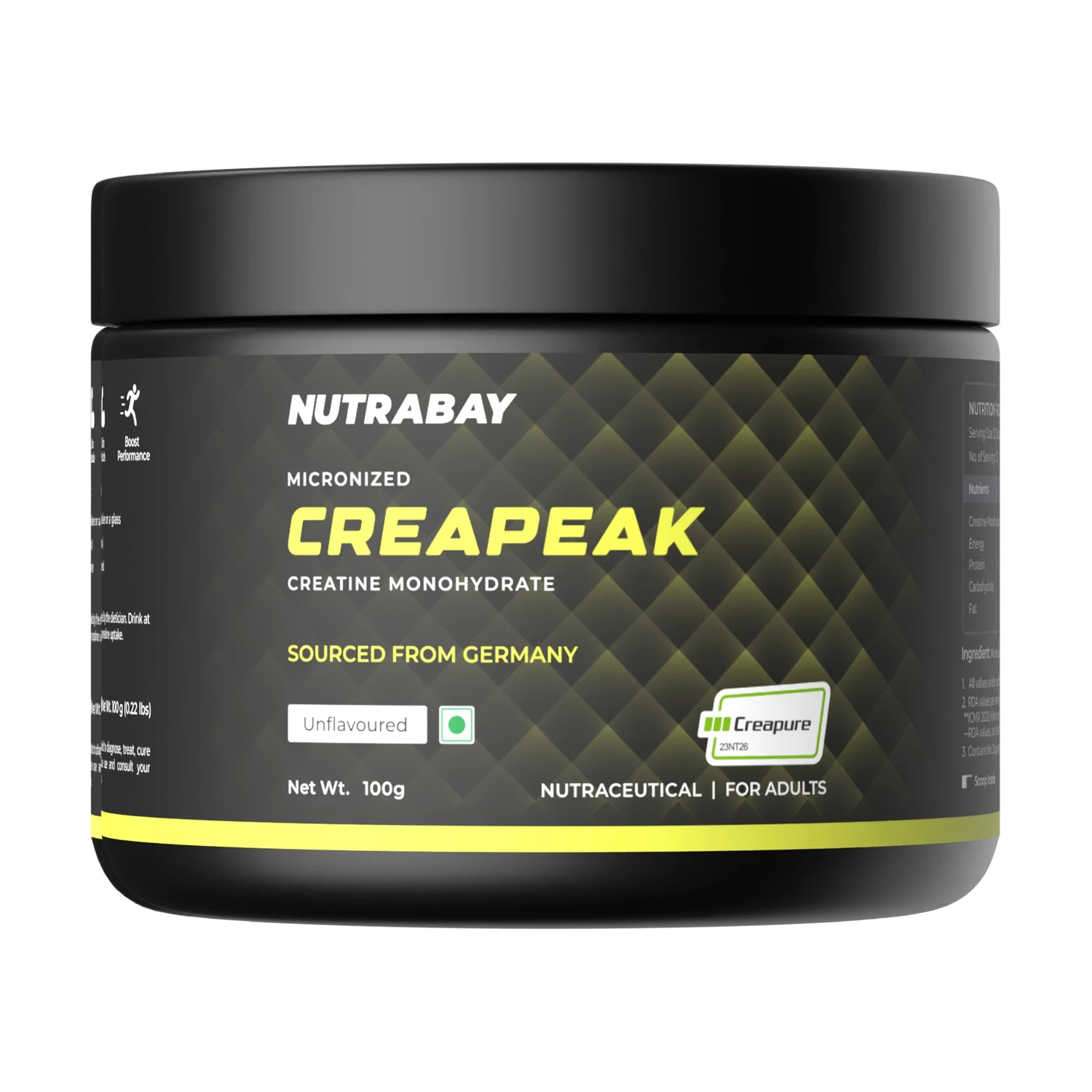 Nutrabay CreaPeak Creatine Monohydrate | Powered by Creapure from AlzChem, Germany | 99.9% Pure Micronized Creatine for Faster Absorption