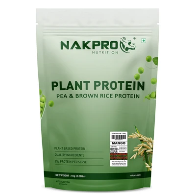 Nakpro Nutrition Plant Protein Powder - 1 kg (2.2 lb), Mango product pack