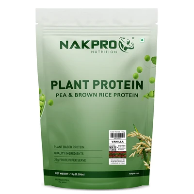 Nakpro Nutrition Plant Protein Powder - 1 kg (2.2 lb), Vanilla product pack