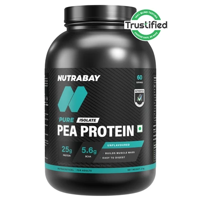 Nutrabay Pure Pea Protein Isolate - 2 kg (4.4 lb), Unflavoured product pack