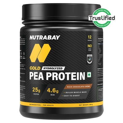 Nutrabay Gold Pea Protein - 500 g (1.1 lb), Rich Chocolate Creme product pack
