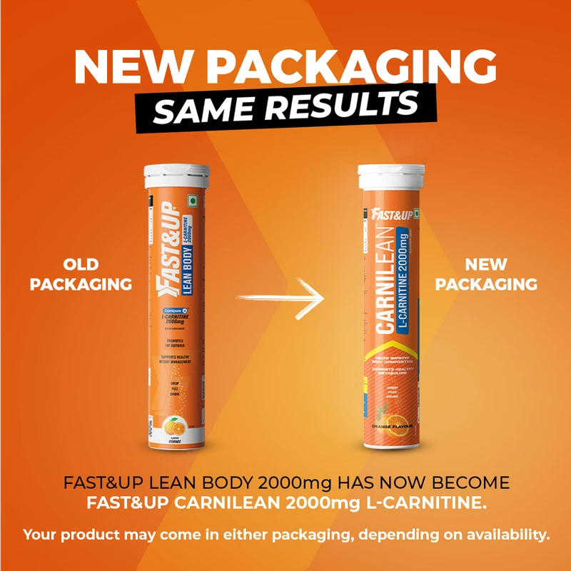 Fast&Up Lean Body L-Carnitine Tartrate, 2000mg - Advanced Effervescent Carnitine Supplement ( Orange, 20 Tabs)