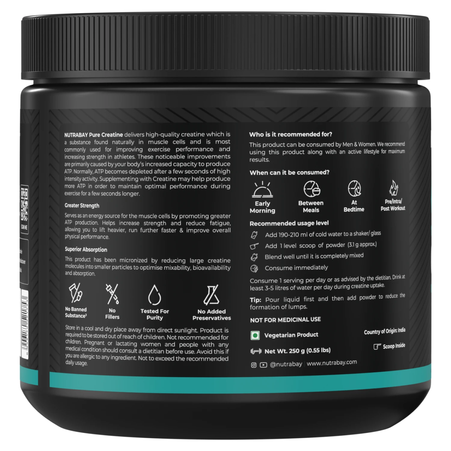 Nutrabay Pure Creatine Monohydrate Micronized ( 250 gm (0.55 Lb), Unflavoured) | NUTRABAY Nutrabay Pure Creatine Monohydrate Micronized ( 250 gm (0.55 Lb), Unflavoured) | NUTRABAY