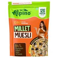 Alpino Millet Muesli Nut Delight | 12g Protein | High Fibre Breakfast Cereal | Multigrain Millets, Nuts & Seeds | Crunchy & Nutritious