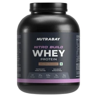 Nutrabay Nitro Build Whey Protein Powder | 30g Protein, 3g Creatine Monohydrate, 6.6g BCAA | NABL Lab Tested | Superior Muscle Growth and Recovery