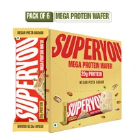SuperYou Kesar Pista Badam Mega Protein Wafer Bar (Pack of 6) 20G Protein