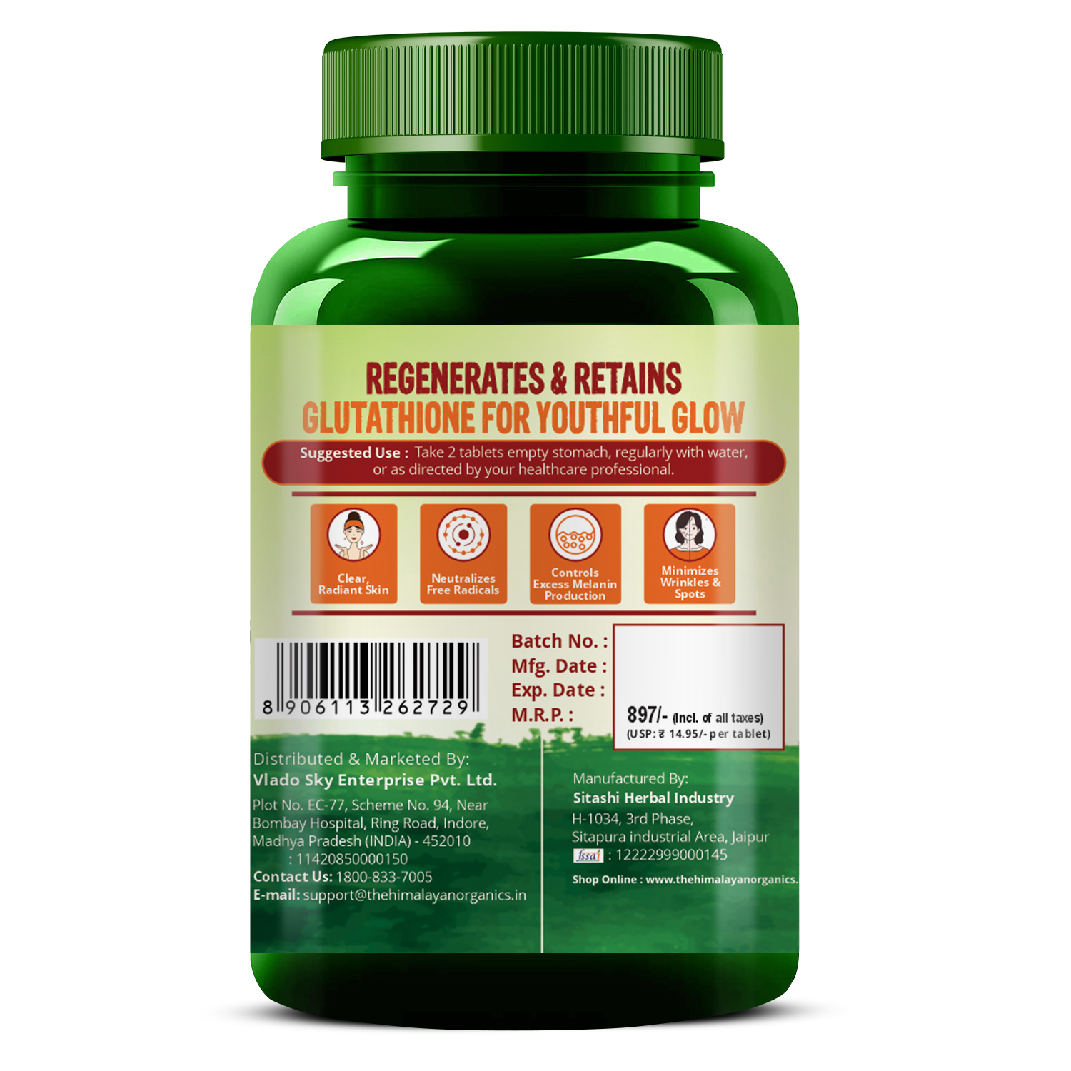 glutathione builder OZiva OZiva Plant Based Glutathione Builder Glutathione Tablets for  Antioxidant Support Skin Glow and Anti Ageing Glutathione Tablets with  Grapeseed Vitamins C and E Selenium 60 Vegetarian Capsules main image 1