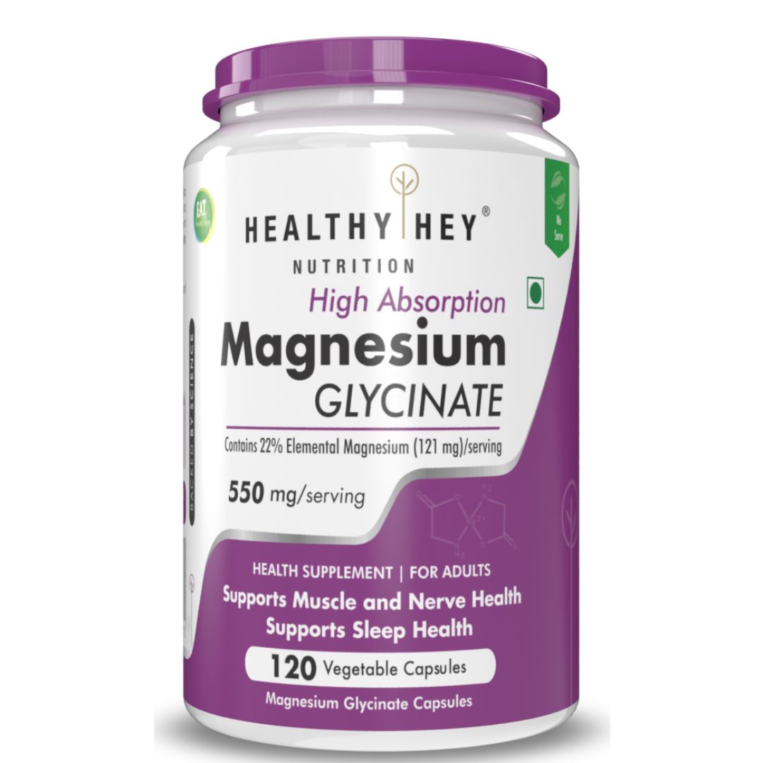HealthyHey Nutrition High Absorption Magnesium Glycinate, 550mg ( 120